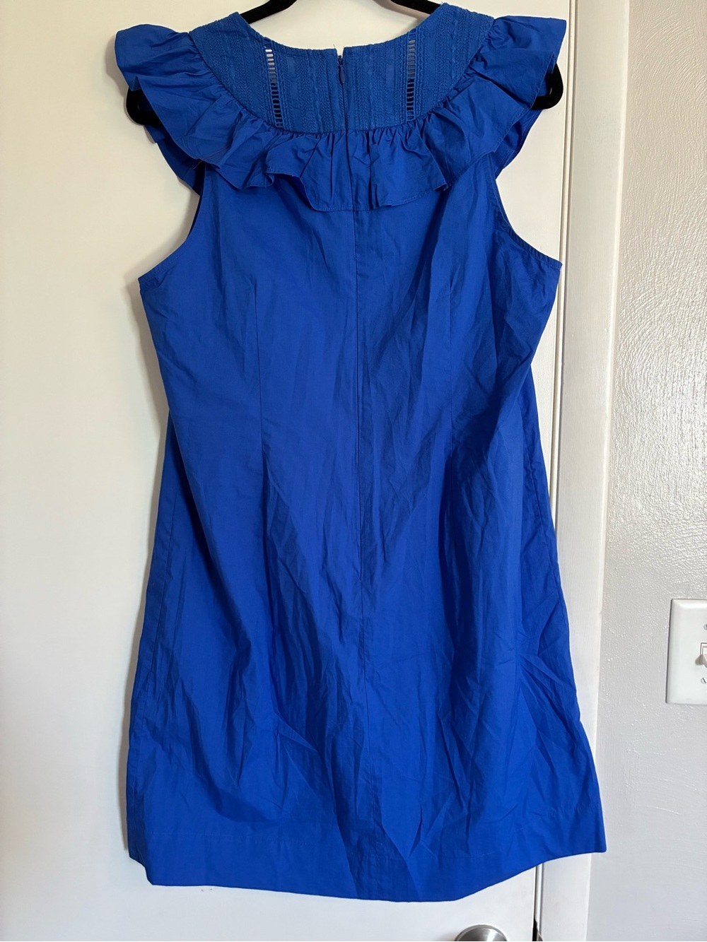 J. Crew Royal Blue Ruffle Neck Sleeveless Dress - Picture 8 of 12